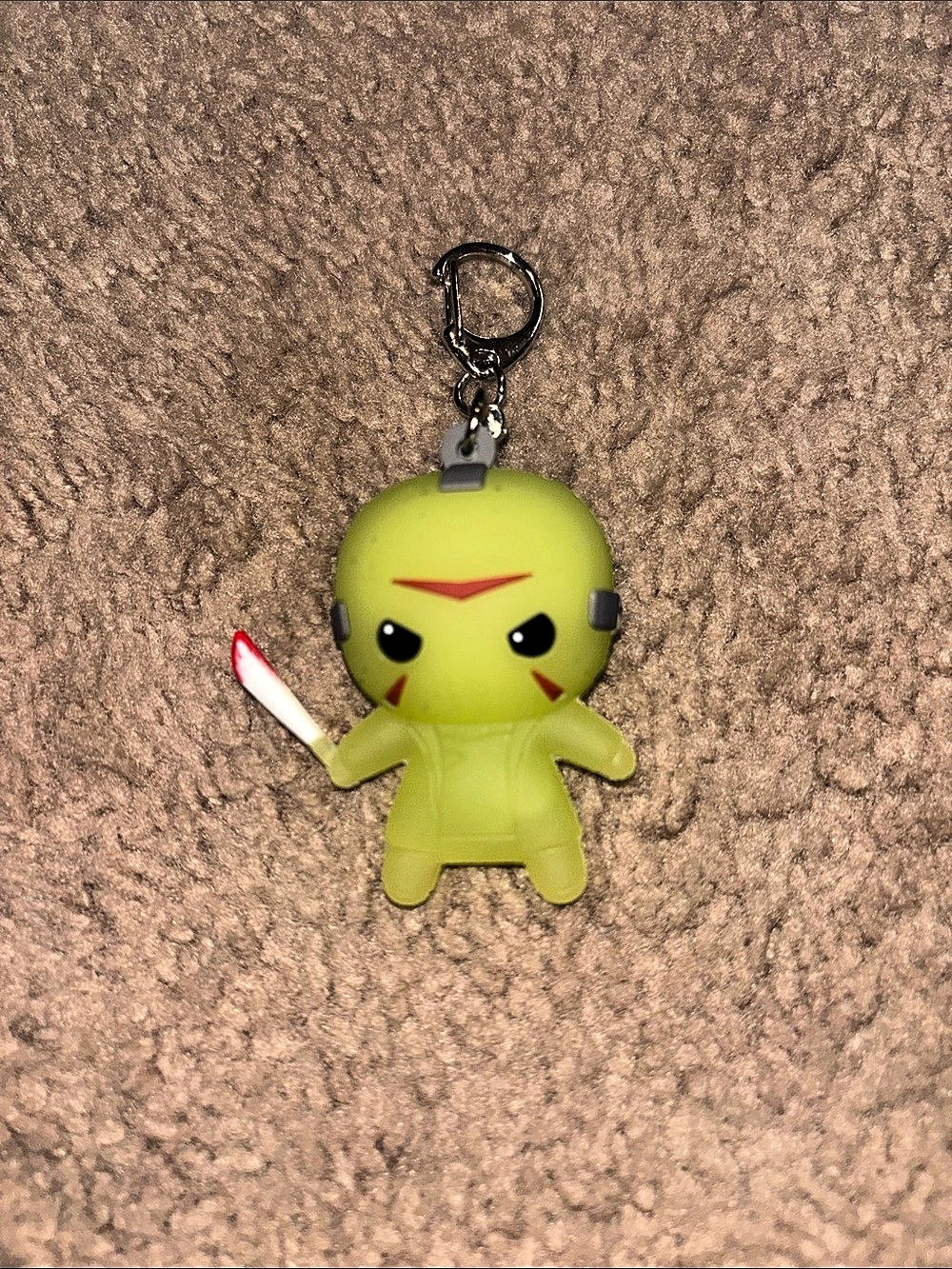 Viral Spirit Halloween Glow in the Dark Jason Green & Red Character Keychain